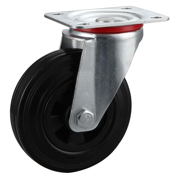 Swivel Black Solid Rubber  Industrial Castors with Polypropylene Centre