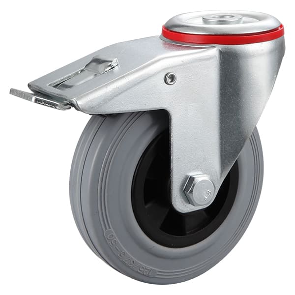 Bolt Hole and Total Grey Black Solid Rubber Industrial Castors with Polyropylene Rim