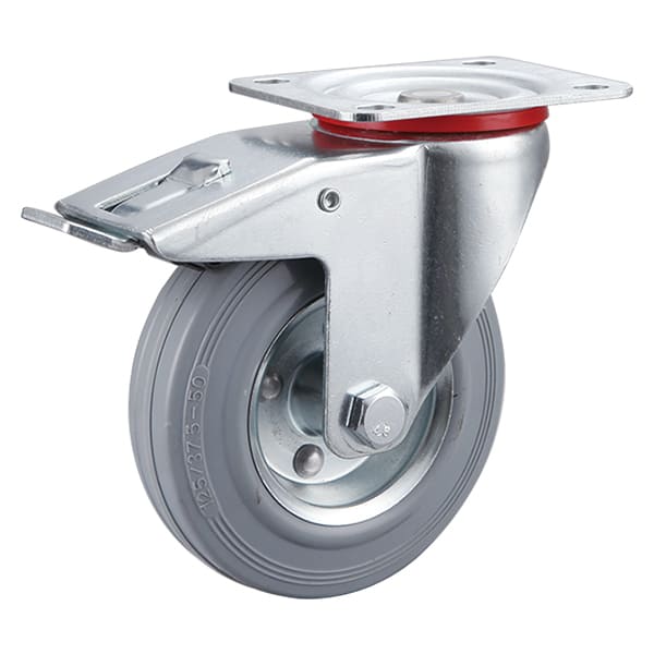 Total Brake Grey Solid Rubber Industrial Castors with metal Centre