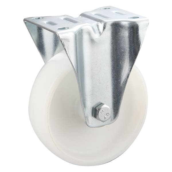 Fixed White Polypropylene Industrial Castors with Polypropylene Centre