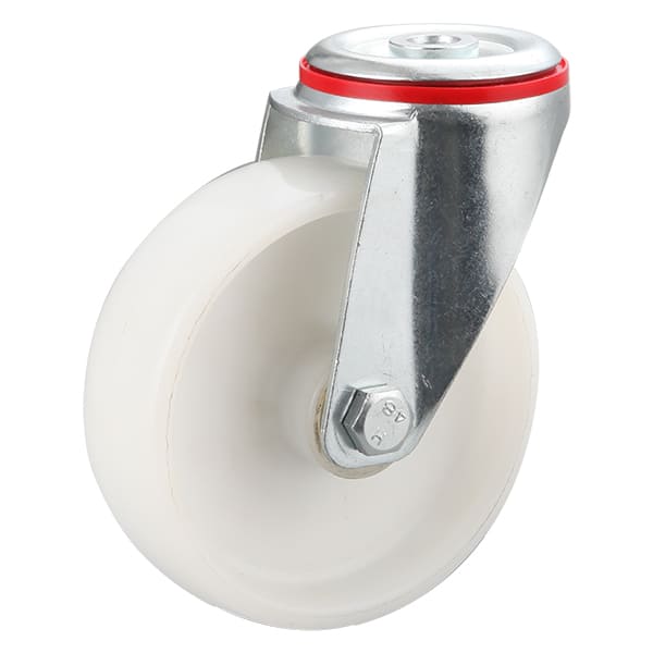 Bolt Hole White Polypropylene Industrial Castors