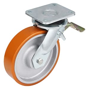 Extra Heavy Weight Tail Brakes Castors with Cast Polyurethane Up to 1300Kg