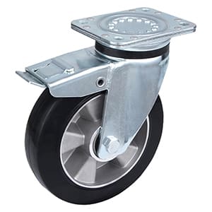 Heavy Load Black Elastic Rubber Total Brake Castor Wheels Taishan Manufacturer