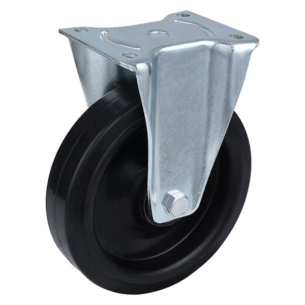 Heavy Load Fixed Castors with Black Elastic Rubber Wheel from China Manufacturer