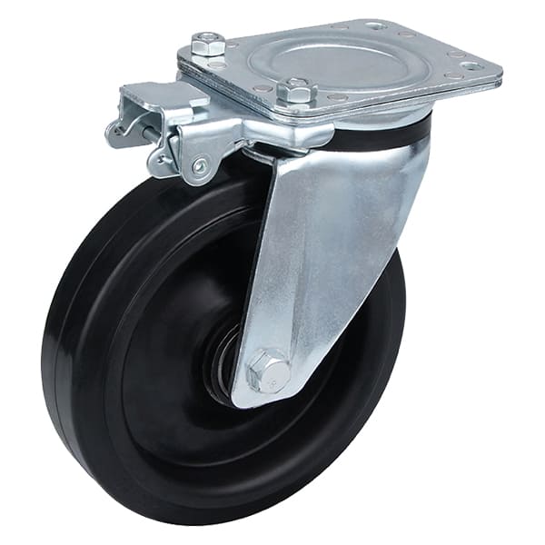 Heavy Load Directional Lock Castors with Black Elastic Rubber Wheel 500KG