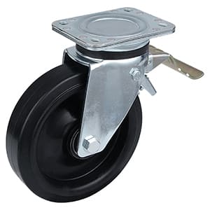 Heavy Load Tail Brake Castors with Black Elastic Rubber Wheel
