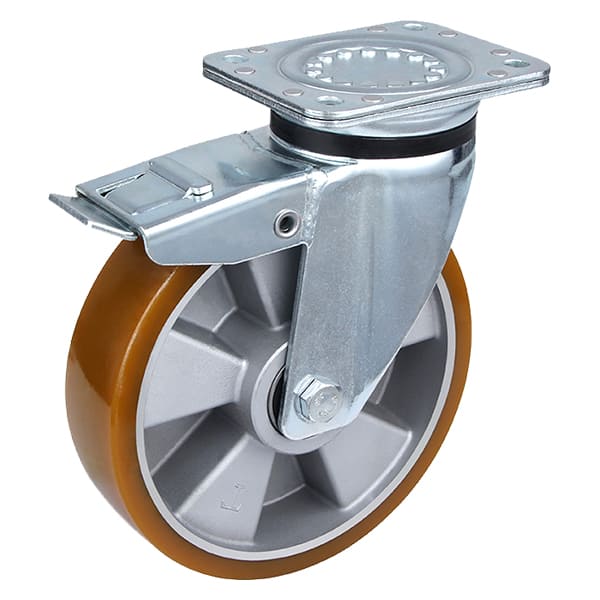 Heavy Industrial Casting Polyurethane Total Brake Castor Wheels From China Supply