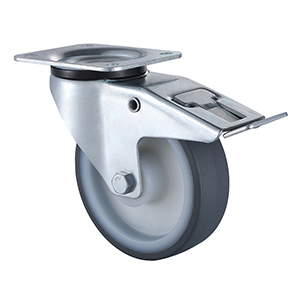 Industry Leading Industrial Grey Thermoplastic Polyurethane Total Brake Castors Taishan Manufacturer