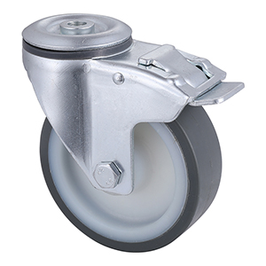 Industry Leading Industrial Grey Thermoplastic Polyurethane Bolt Hole Castors with Total Brake Taishn Company