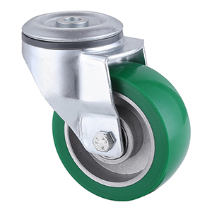 Top Industrial Green Elastic Polyurethane Bolt Hole Castor Wheels Wholesale