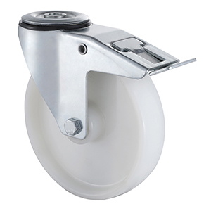 Excellent Quality White Nylon Castors with Bolt Hole with Total Brake Wholesale