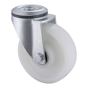 Industry Leading White Nylon Castors with Bolt Hole Factory Direct