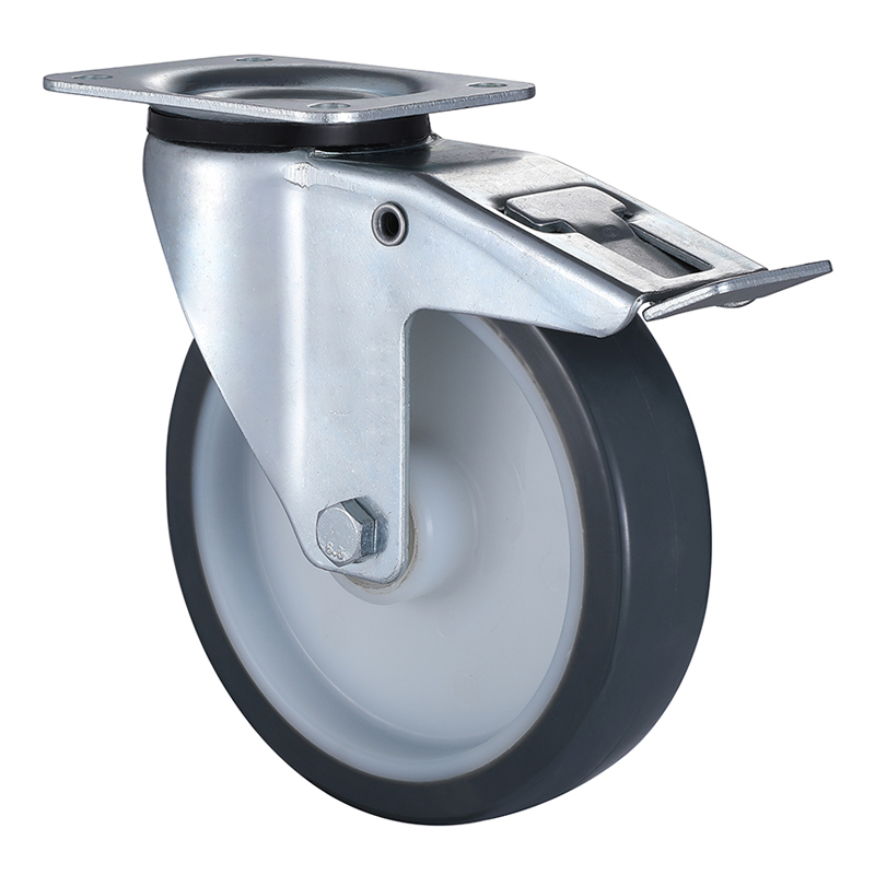 Best Industrial Grey Polyurethane Swivel Castors with Total Brake Taishan Manufacturer