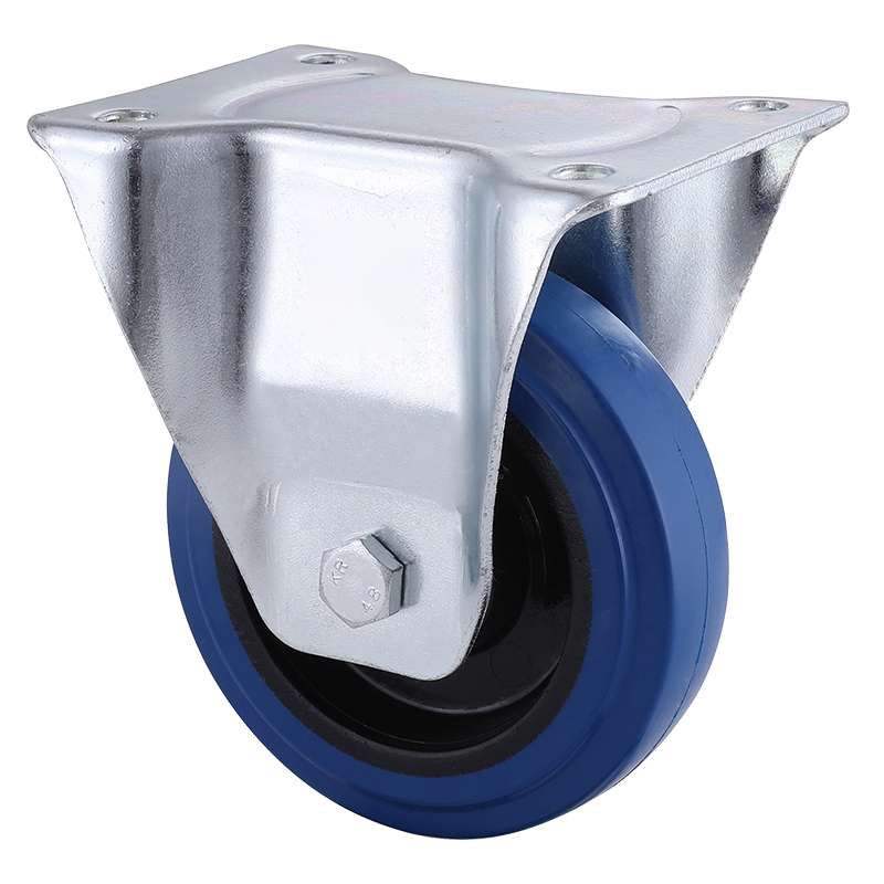 Popular Industrial Blue Elastic Rubber Fixed Castors China Supplier