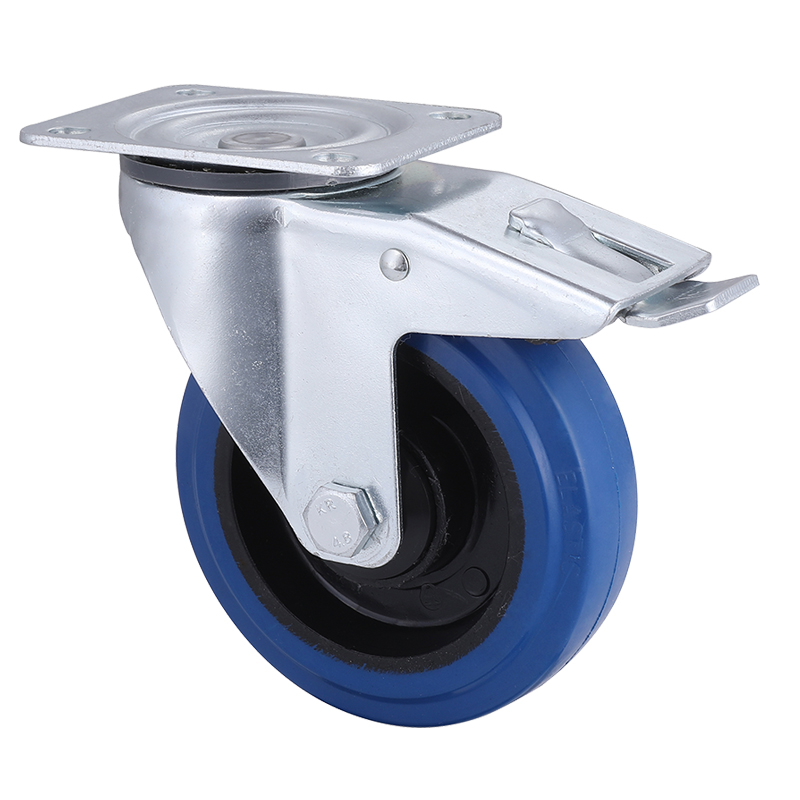 Excellent Quality Industrial Blue Elastic Rubber Total Brake Castors Wholesaler