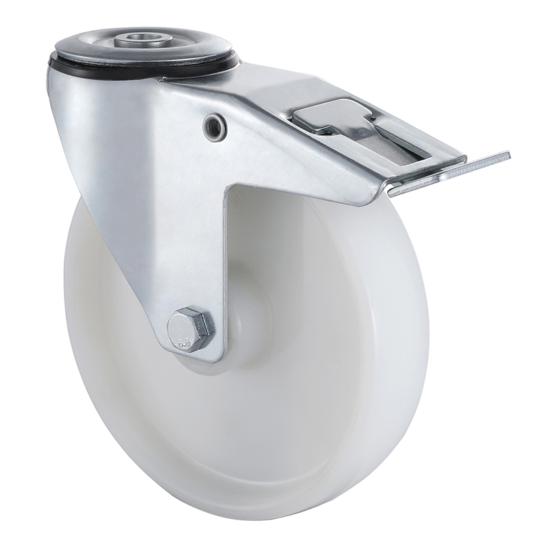 Popular Industrial White polypropylene Bolt Hole Castors with Total Brake Taishan Supplier