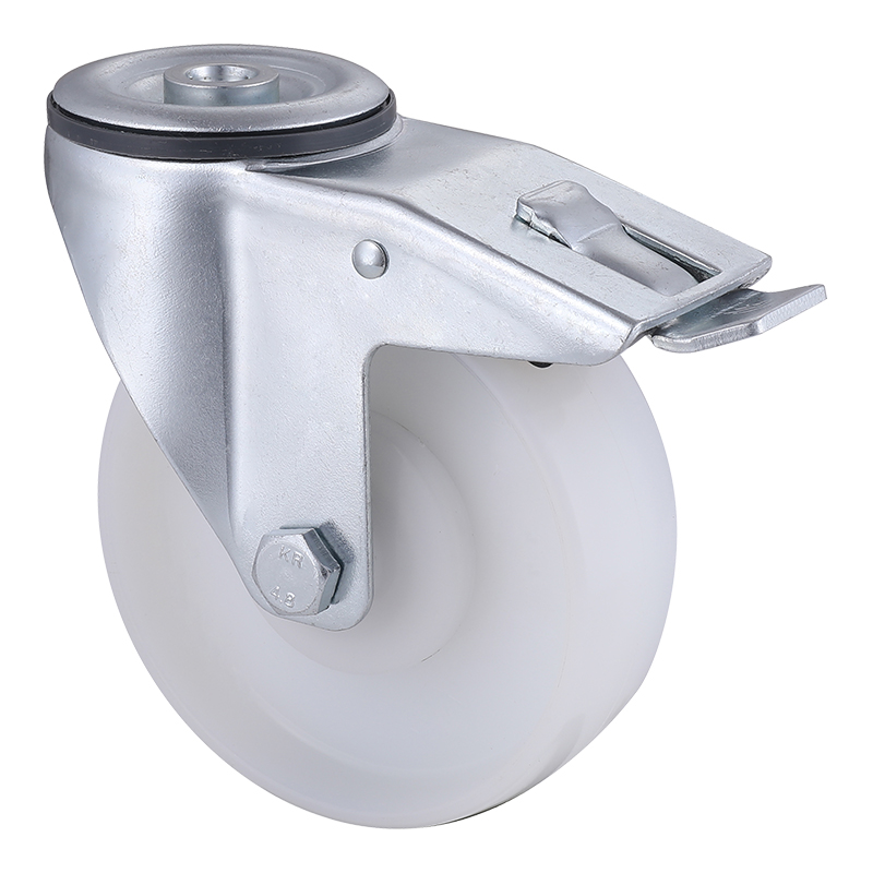 Hight Quality Industrial White Polypropylene Bolt Hole Castors Total Brake Factory