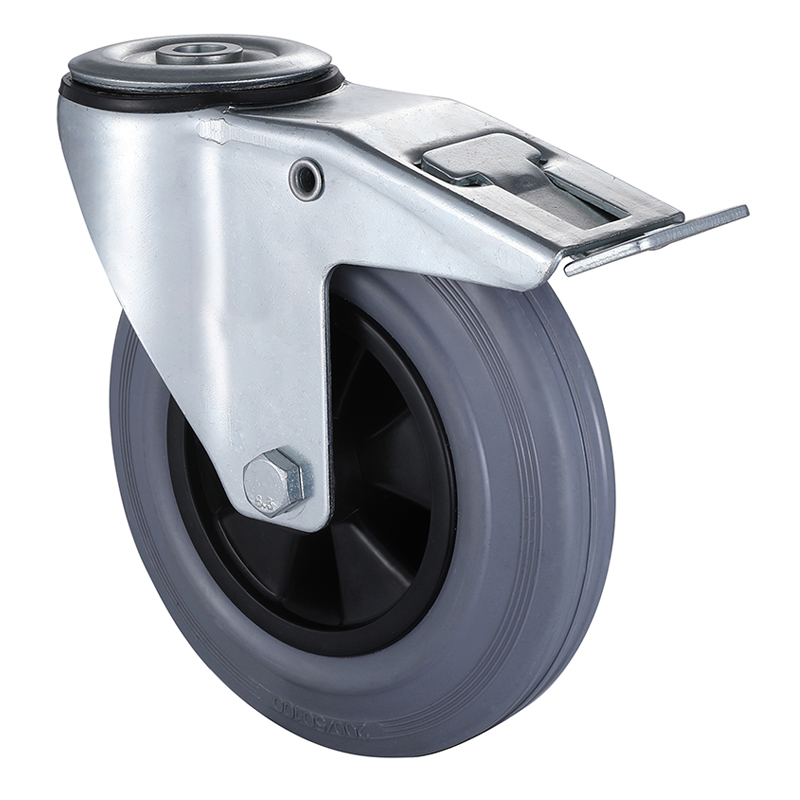 Best Industrial Grey Solid Rubber Castors Bolt Hole With Total Brake Factory Direct Sales