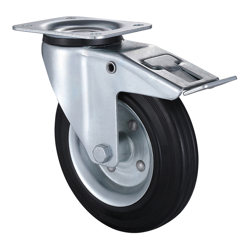 Best Industrial Black Solid Rubber Castors Total Brake Taishan Manufacturer