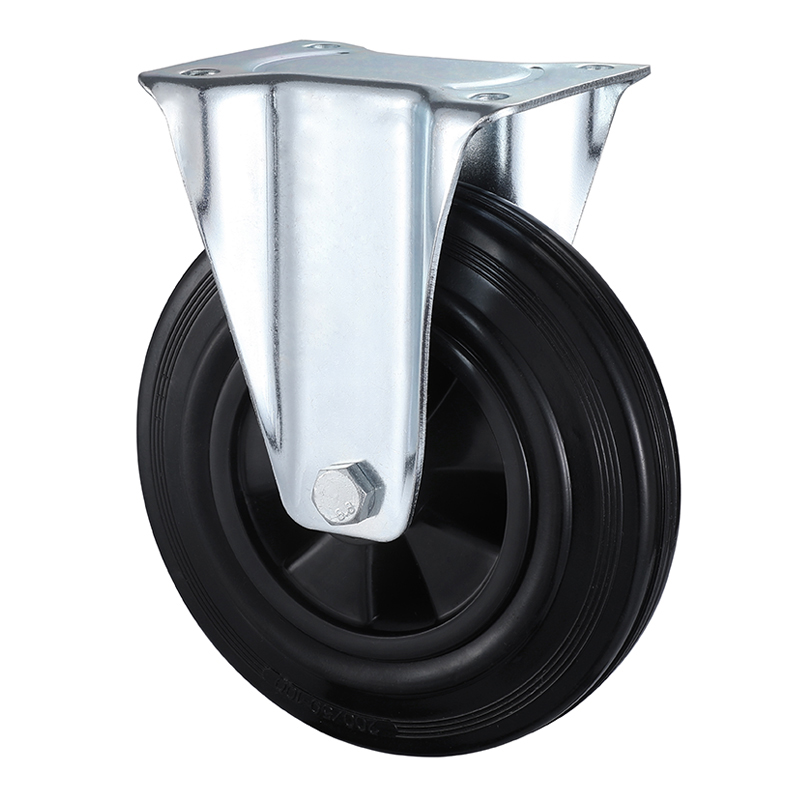 Taishan Company Industrial Black Solid Rubber Fixed Castors Wholesale