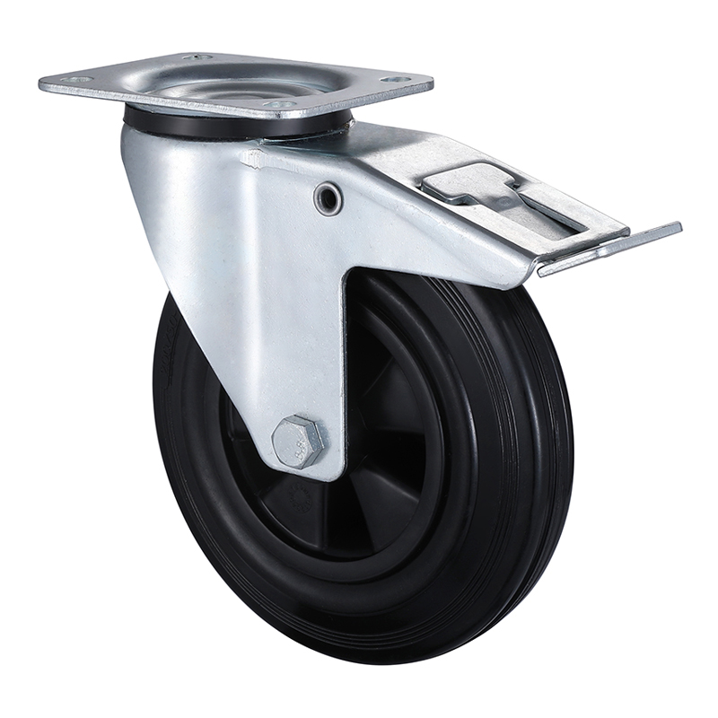 Taishan Company Industrial Black Solid Rubber Castors Total Brake