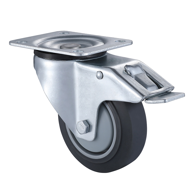 Industrial Grey Thermoplastic Rubber Castors Total Brake from Taishan Factory