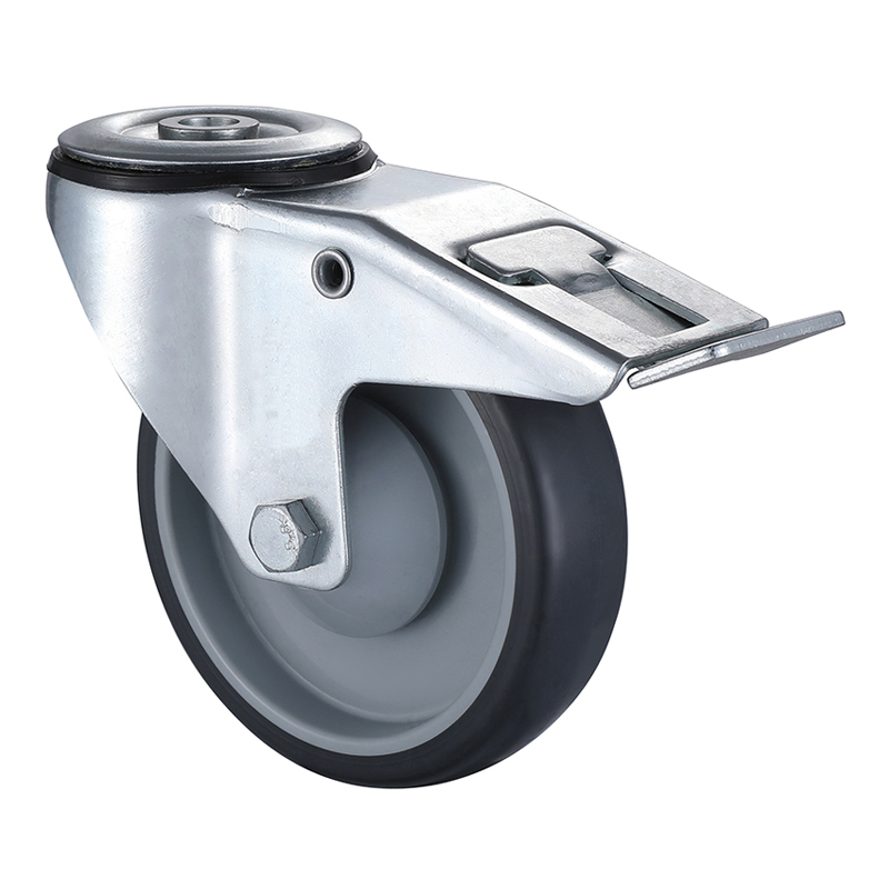 Industrial Grey Thermoplastic Rubber Castors Bolt Hole with Total Brake From Taishan Factory