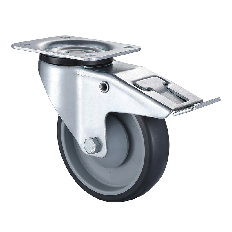 Industrial Grey Thermoplastic Rubber Castors Total Brake Supplier