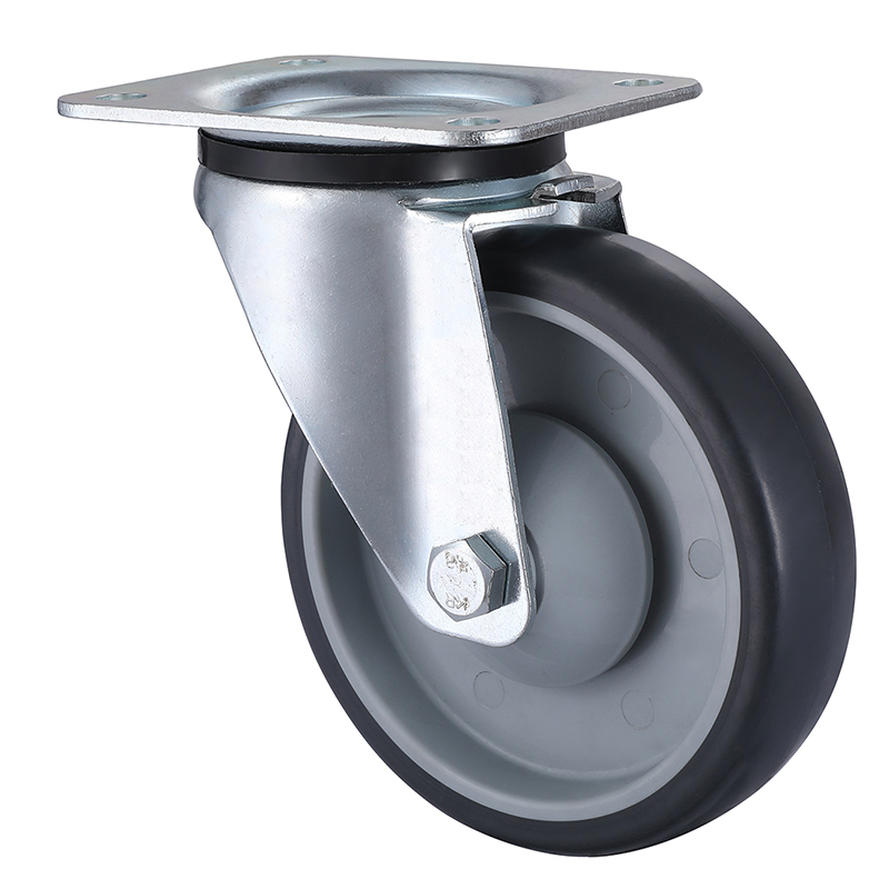 Industrial Swivel Castors with Grey Thermoplastic Rubber Wheel in China Manufacturer