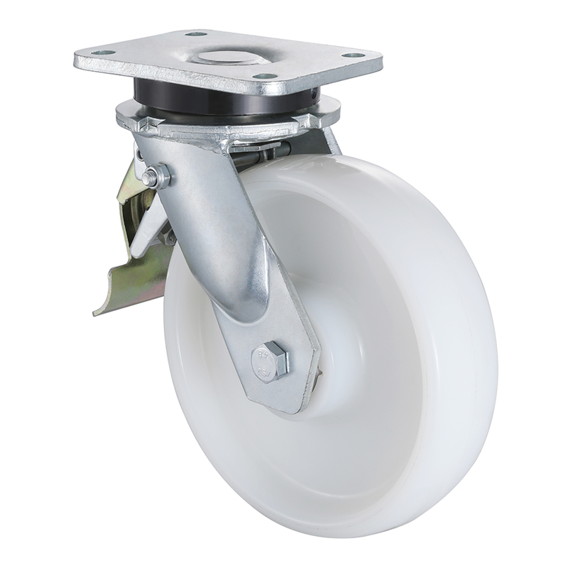 Excellent Quality Heavy Weight White Nylon Tail Brake Castors Manufacturer