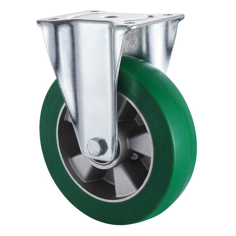 Popular Heavy Weight Green Elastic Polyurethane Fixed Castors Wholesale