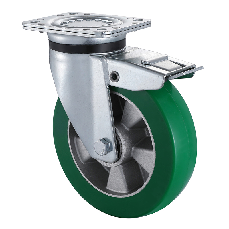 Hight Quality Heavy Weight Green Elastic Polyurethane Total Brake Castors Distributor