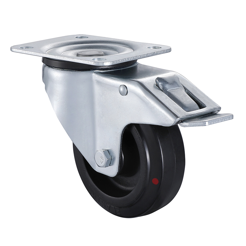 Industry Leading Black Heat Resistant Rubber Swivel Castors with Total Brake Manufacturer