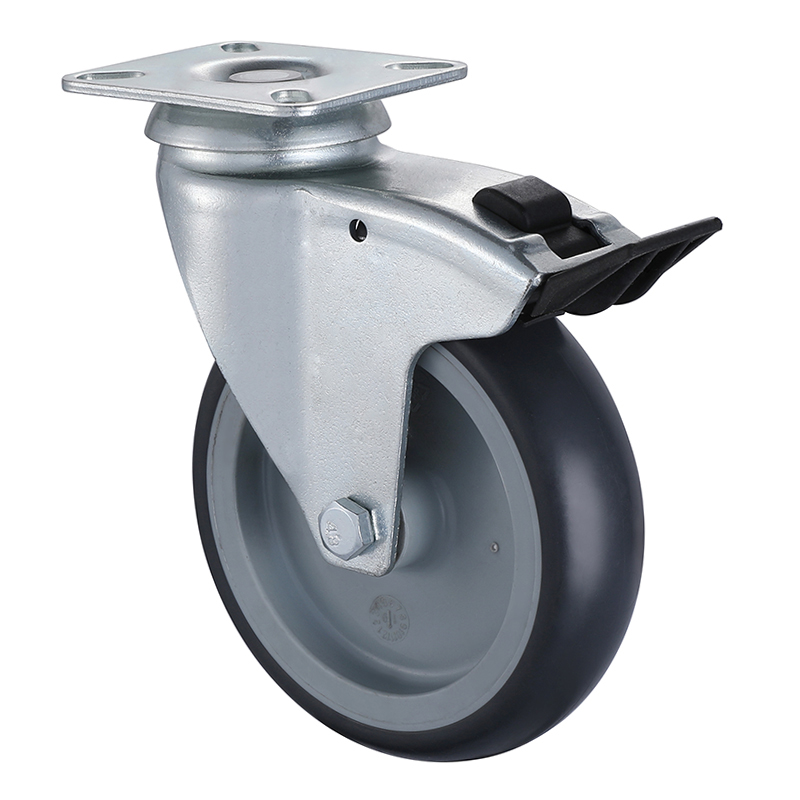 Taishan Manufacturer Swivel Grey Thermoplastic Rubber Institutional Castors with Total Brake