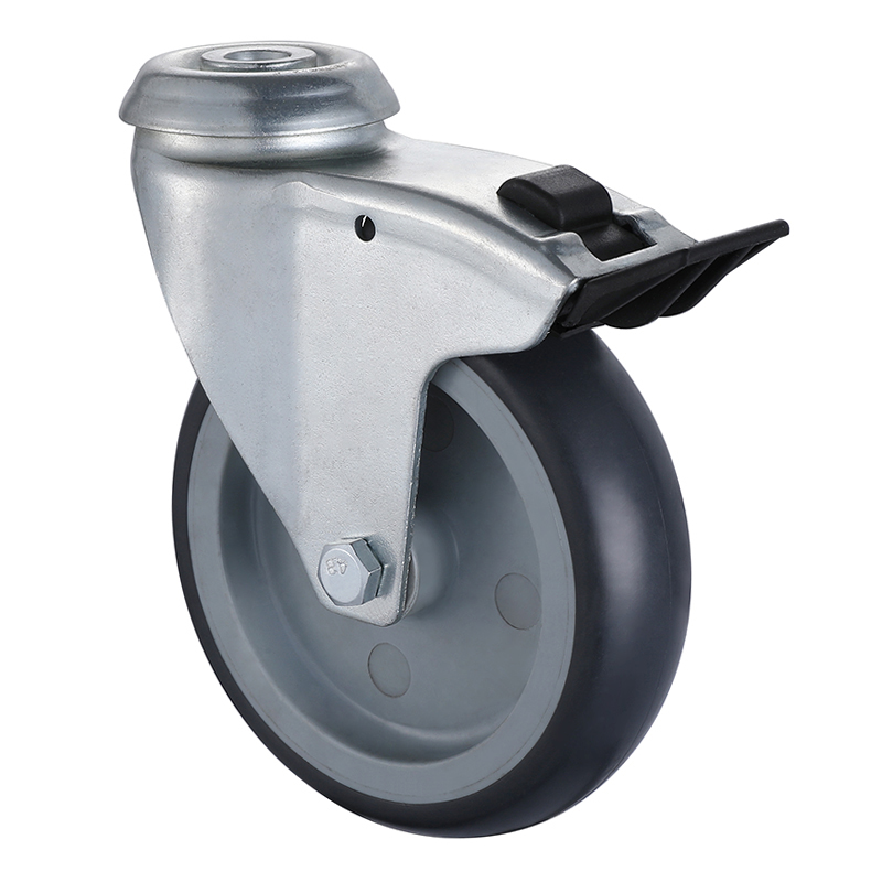 Taishan Manufacturer Supply Bolt Hole Thermoplastic Rubber Institutional Castors with Total Brake