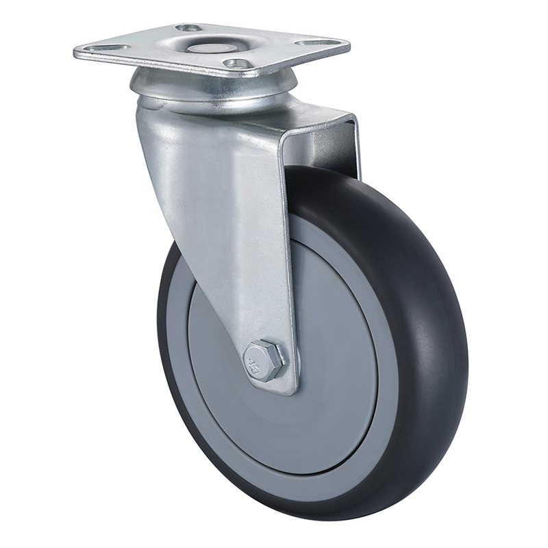 Grey Swivel Thermoplastic Rubber Institutional Castors with Threadguard