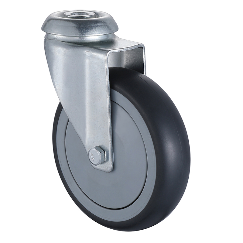 Grey Bolt Hole Thermplastic Rubber Institutional Castors with Threadguard