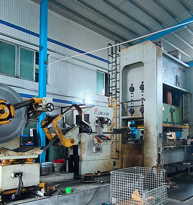 Castor bracket forming equipment at the Taishan factory