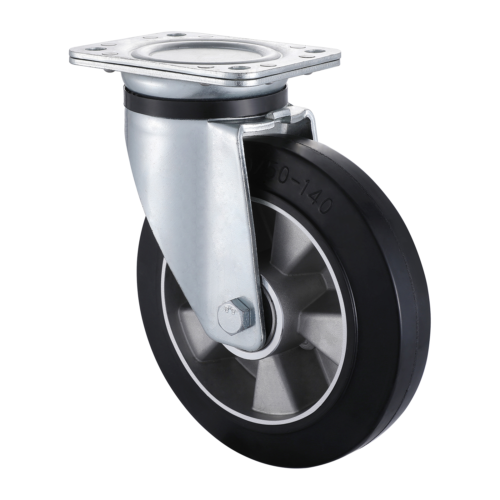 03 Series Heavy Duty Castors with EA Series Black Elastic Rubber Wheel Swivel Castors