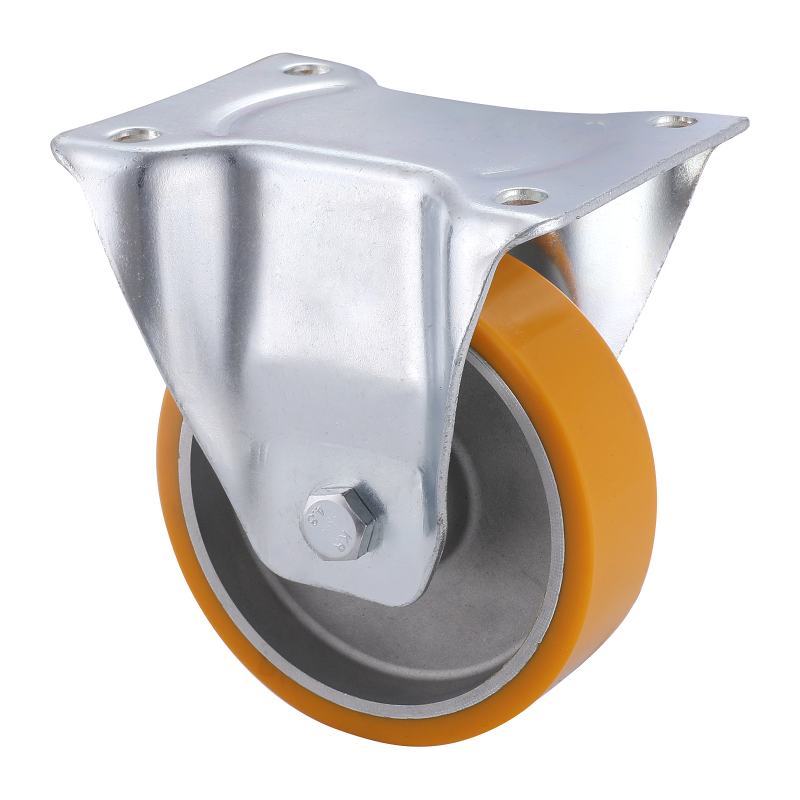 06 Series Industrial Castors with UA Series Yellow Polyurethane Wheel Fixed Castors