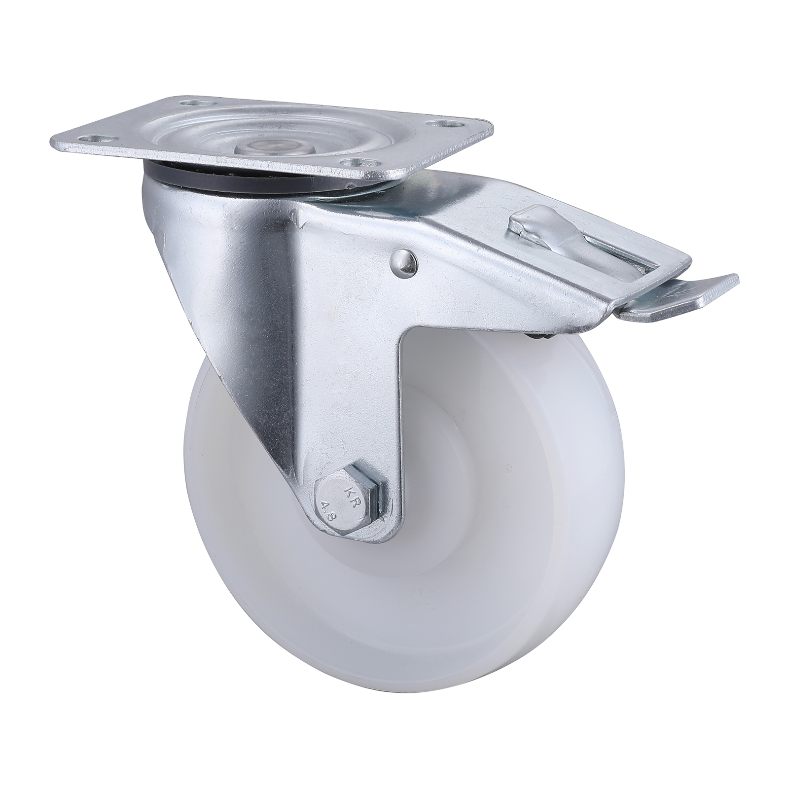 07 Series Industrial Castors with PA Series White Polyamide Wheel1 Swivel Castors with Total Brakes