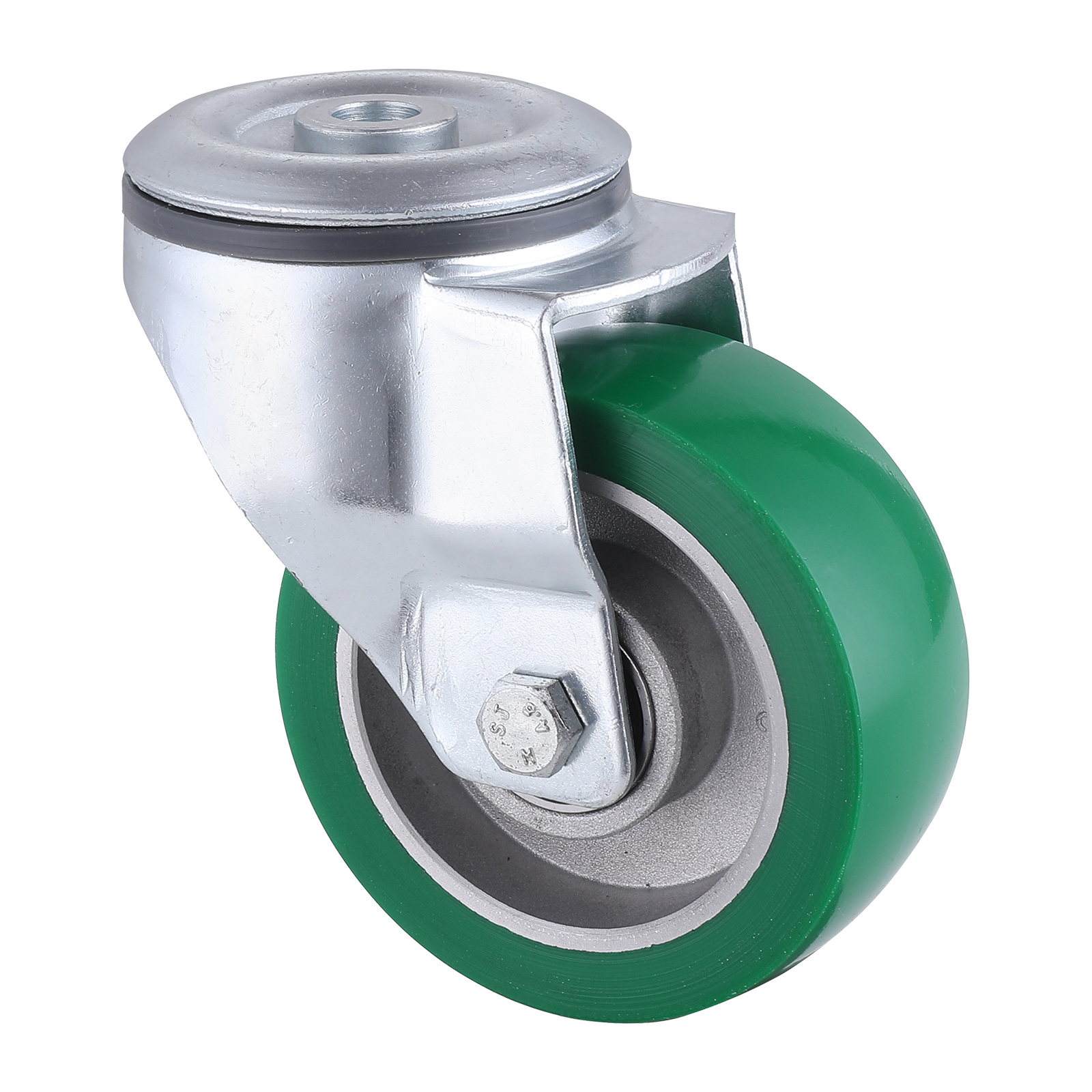 09 Series Industrial Castors with UH Series Green Elastic Polyurethane Wheel Bolt Hole Castors
