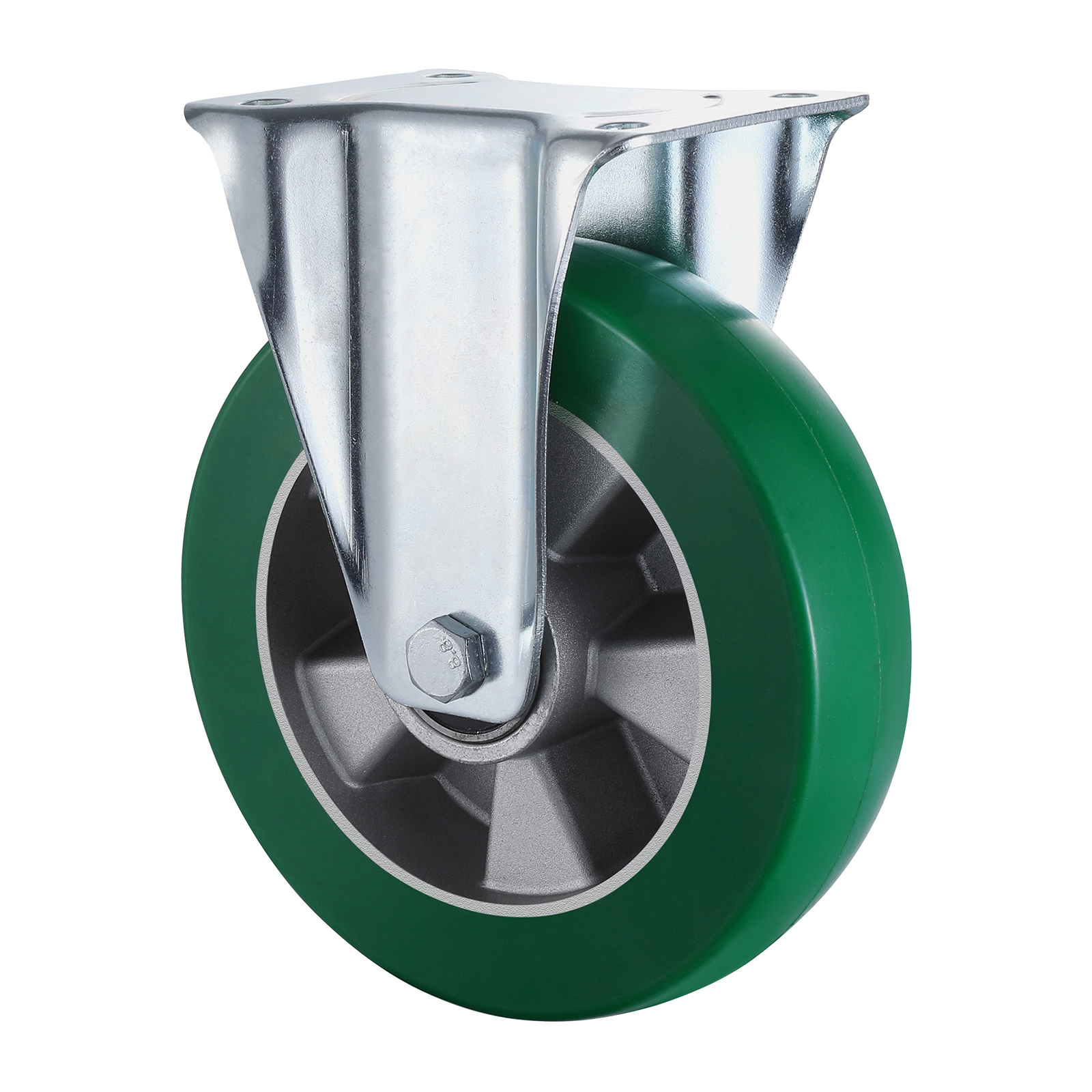 09 Series Industrial Castors with UH Series Green Elastic Polyurethane Wheel Fixed Castors