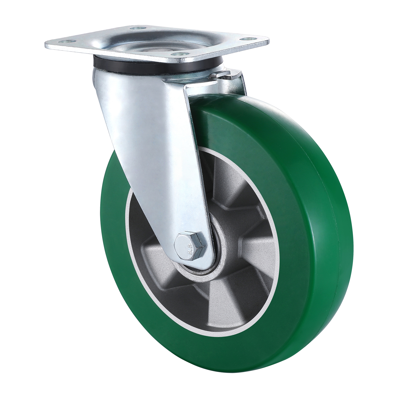 09 Series Industrial Castors with UH Series Green Elastic Polyurethane Wheel Swivel Castors