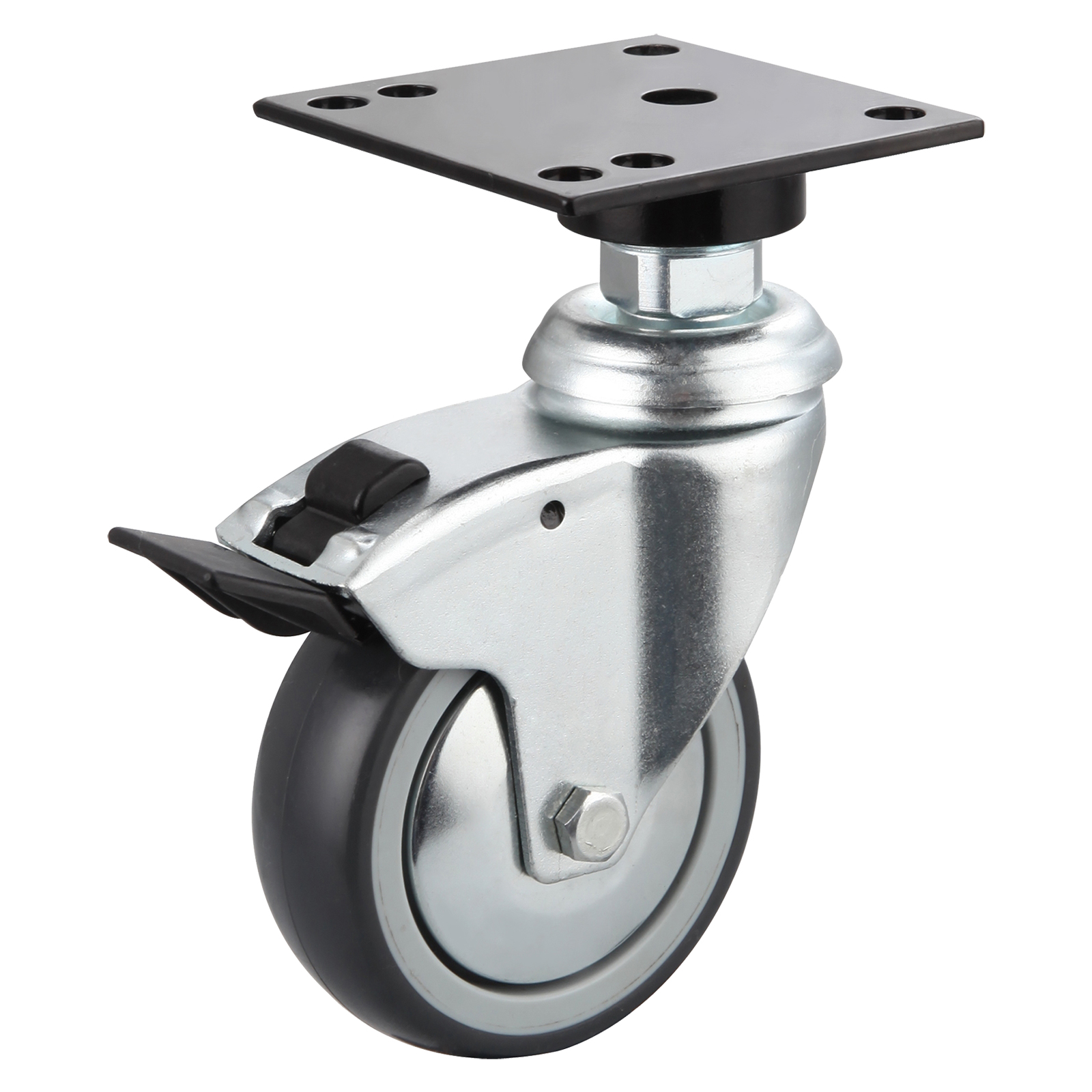 18 Series Institutional Castors with TP Series Thermoplastic Rubber Wheel Swivel Castors with Total Brakes