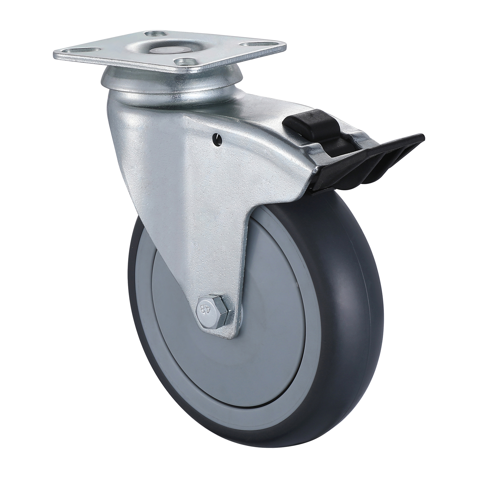 18 Series Institutional Castors with TP Series Thermoplastic Rubber Wheel1 Swivel Castors with Total Brakes