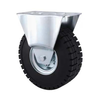 08 Series Industrial Castors with EL Series Black Loaded Elasitc Rubber Wheel Fixed Castors