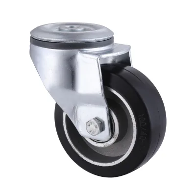 09 Series Industrial Castors with EA Series Black Elastic Rubber Wheel Bolt Hole Castors