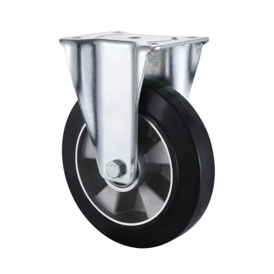 03 Series Heavy Duty Castors with EA Series Black Elastic Rubber Wheel Fixed Castors
