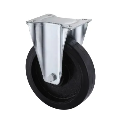 03 Series Heavy Duty Castors with EI Series Black Elastic Rubber Wheel Fixed Castors